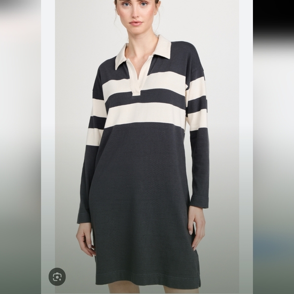 Faherty Navy and White Striped Polo Dress - Picture 2 of 10